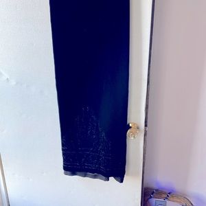 Black Velvet Skirt  lacy bottom with liner-back zipper